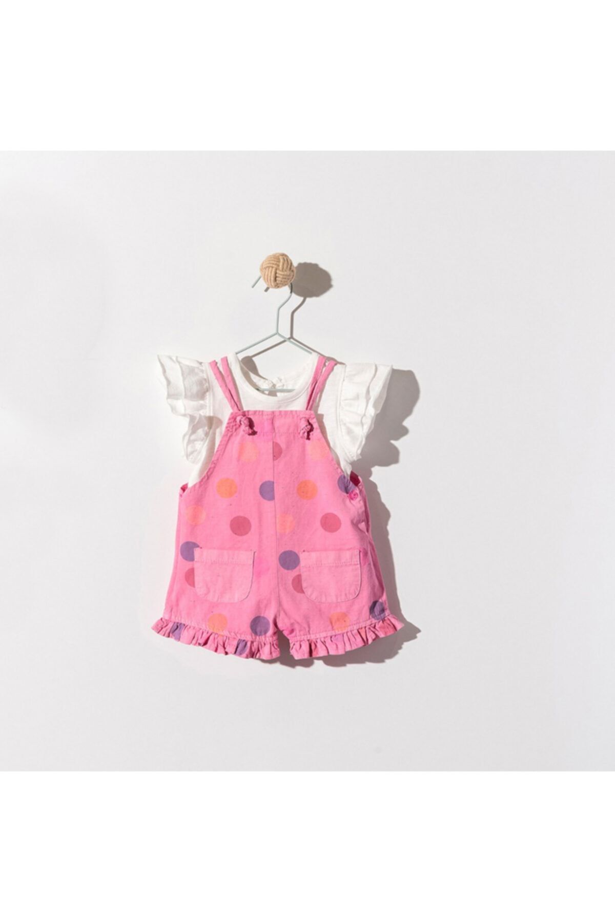 Cumino Kız Bebek Bodyli Pembe Salopet