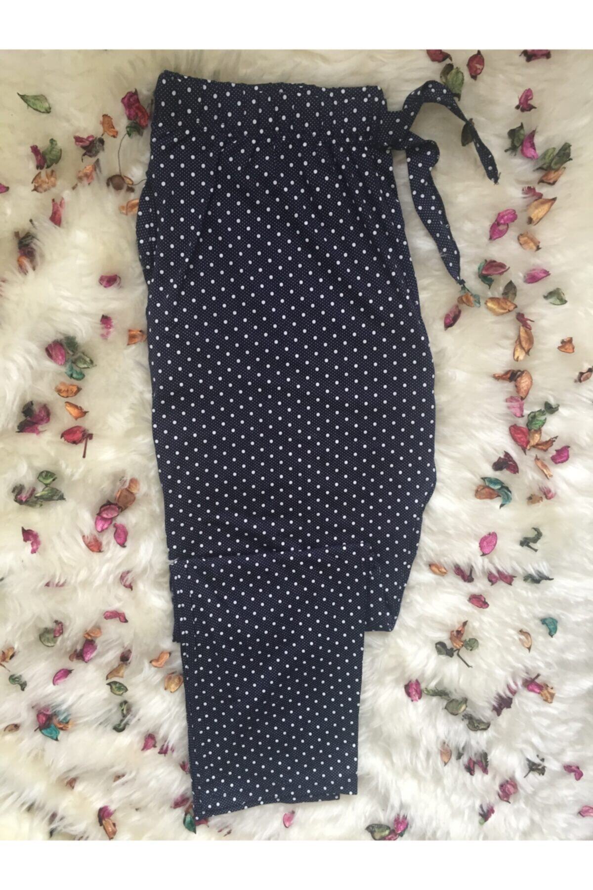 Altınay Kadın Siyah Battal Beden Cepli Viskon Yazlık Pijama Altı Ze18