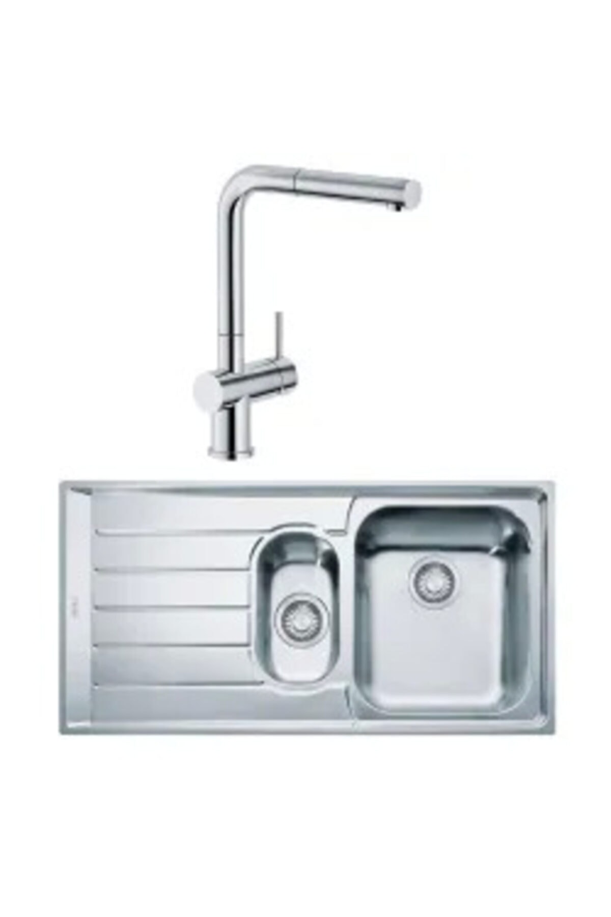 Franke Neptun 1,5 Gözlü Sol Eviye + Active Plus Doccia Armatür Seti (ınox)