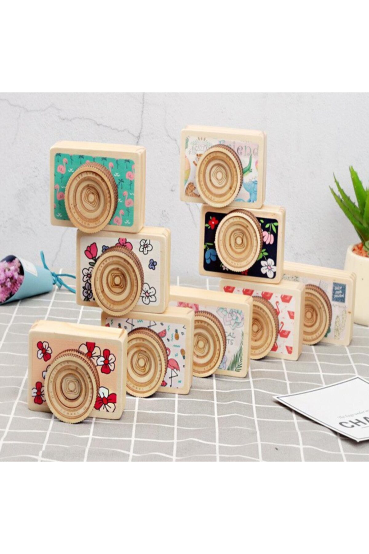 ozgurpazar Küçük Boy Ahşap Fotoğraf Makinesi Müzik Kutusu