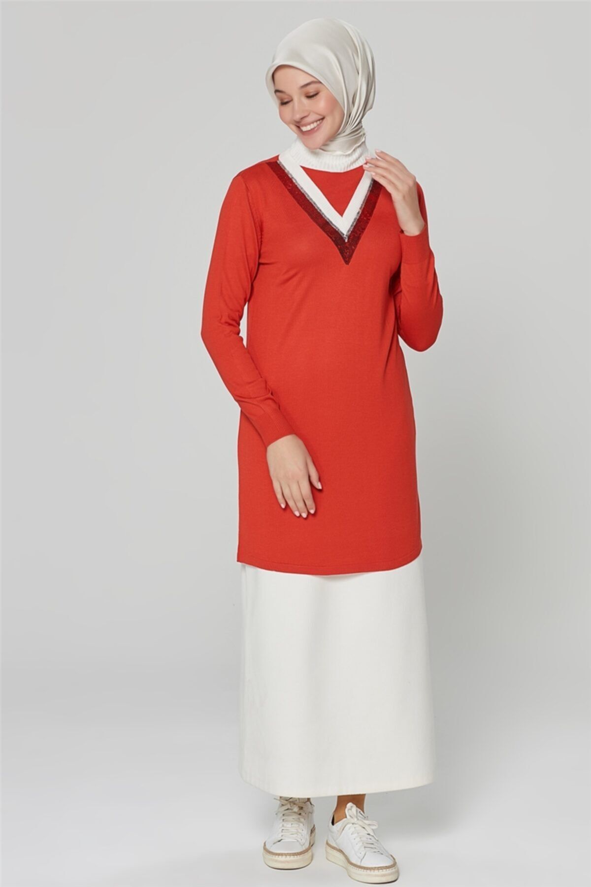 Armine Kadın Nar Çiçeği Triko Tunik 20ka2006