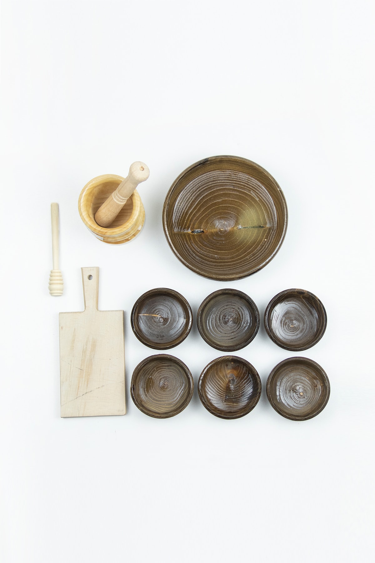 Woomod Ahşap Çerezlik Küçük Tahta Havan Bal Çubuğu(4'LÜ SET)-11
