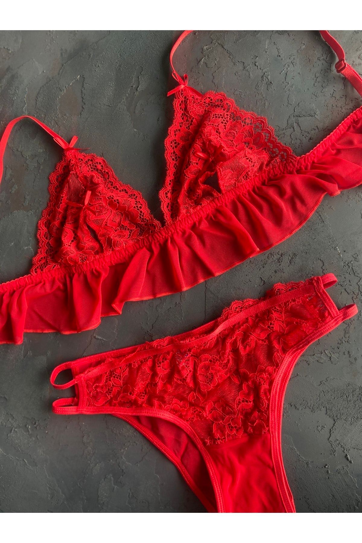 VALENS&SPİRİT Kadın  Lisa Kırmızı Desteksiz Bralet Takım