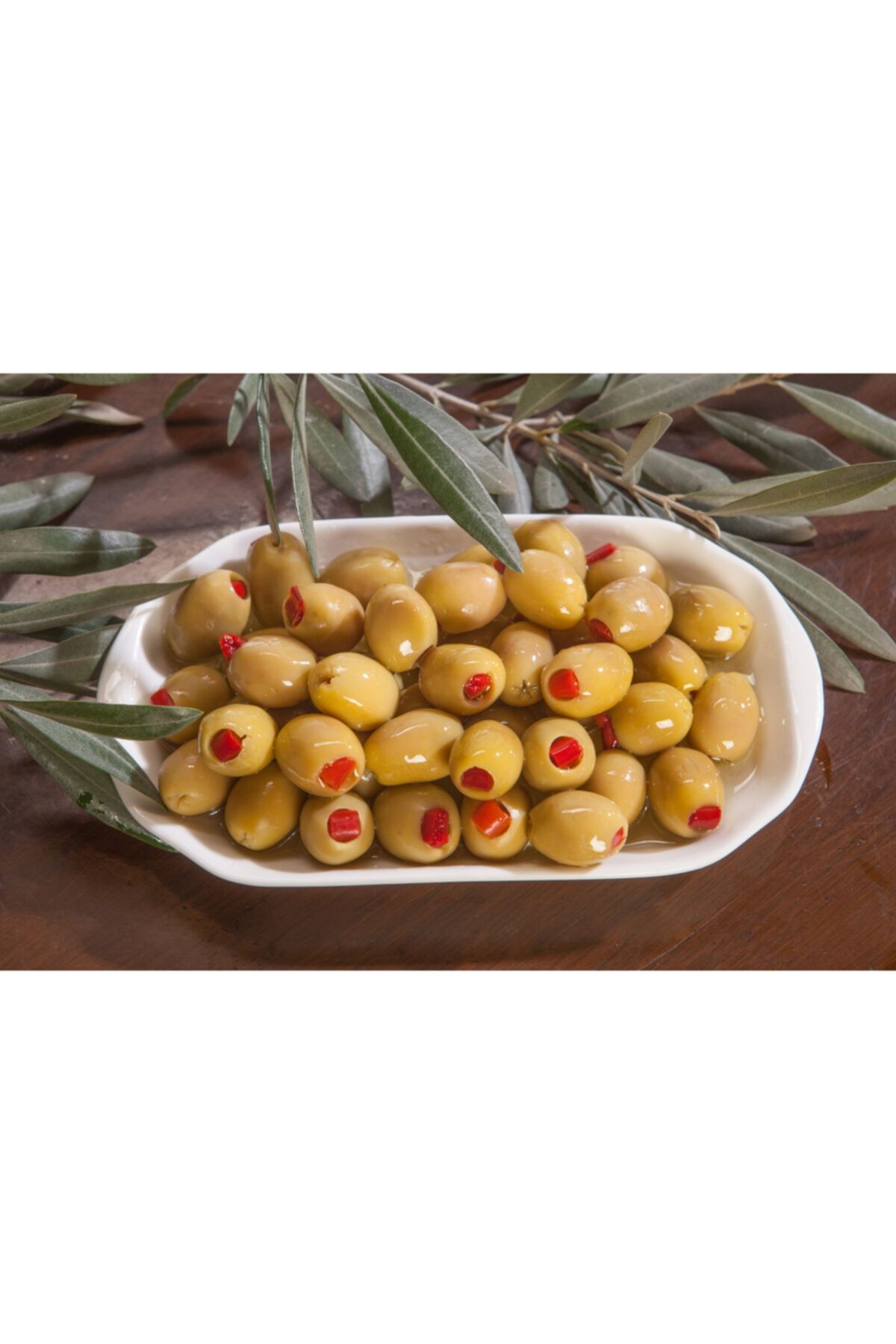 Has Premium Kırmızı Biber Dolgulu Yeşil Zeytin - Kırmızı Biber Dolgulu 820gr