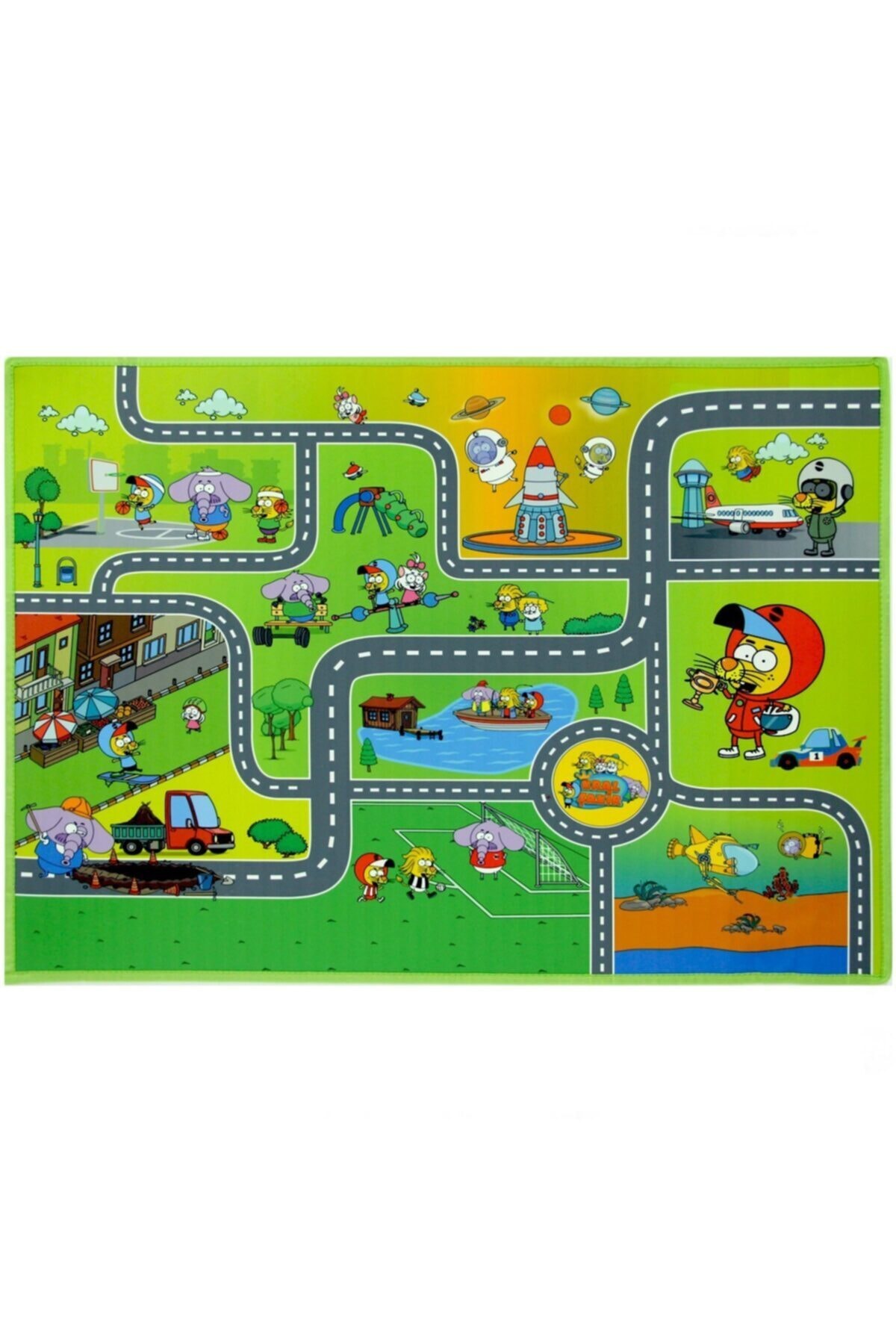 Akar Unisex Yeşil Kral Şakir Şehir Oyun Halısı 100 x 150 cm