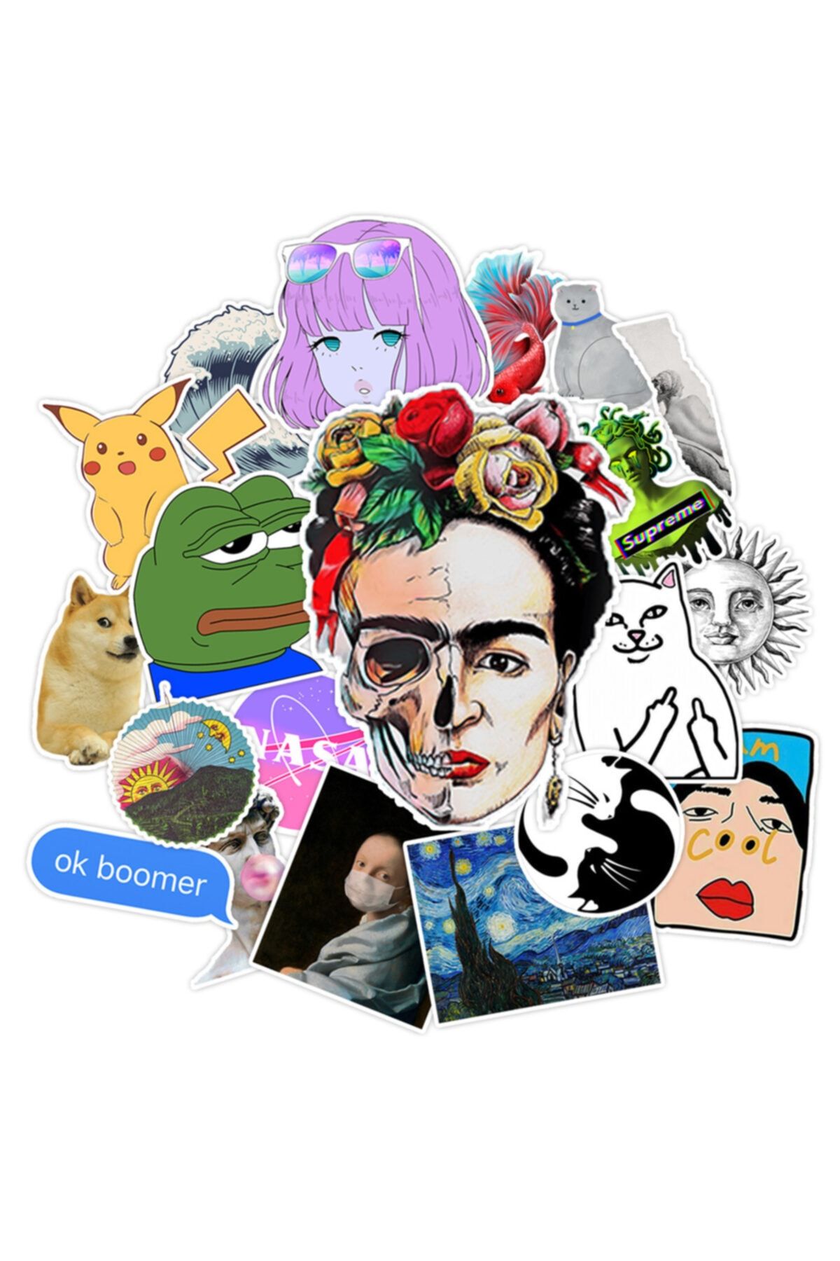 ZipZap Art Sanat Aesthetic Vaporwave Laptop Sticker 20 Adet