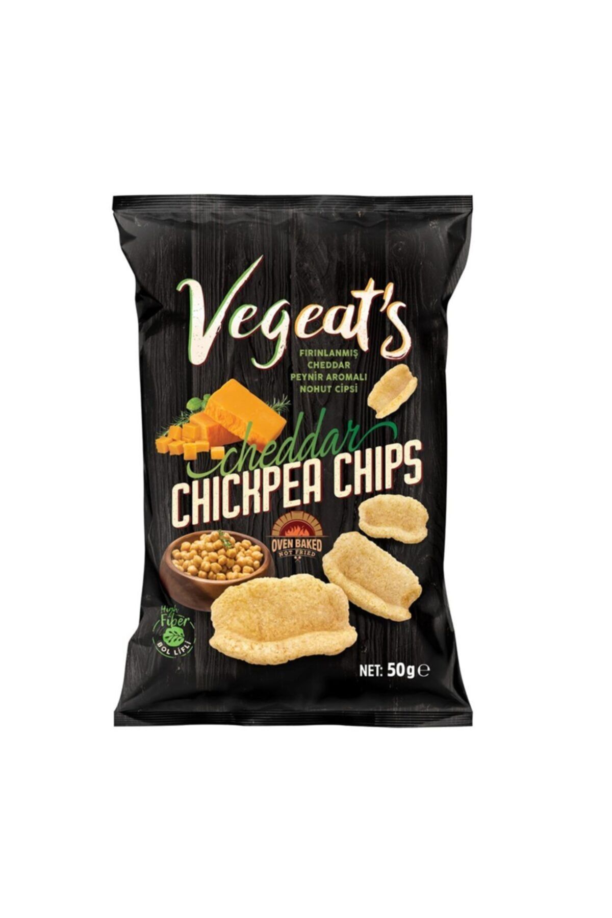 Vegeat's Cheddar Peynir Aromalı Fırınlanmış Nohut Cipsi (50 Gr)