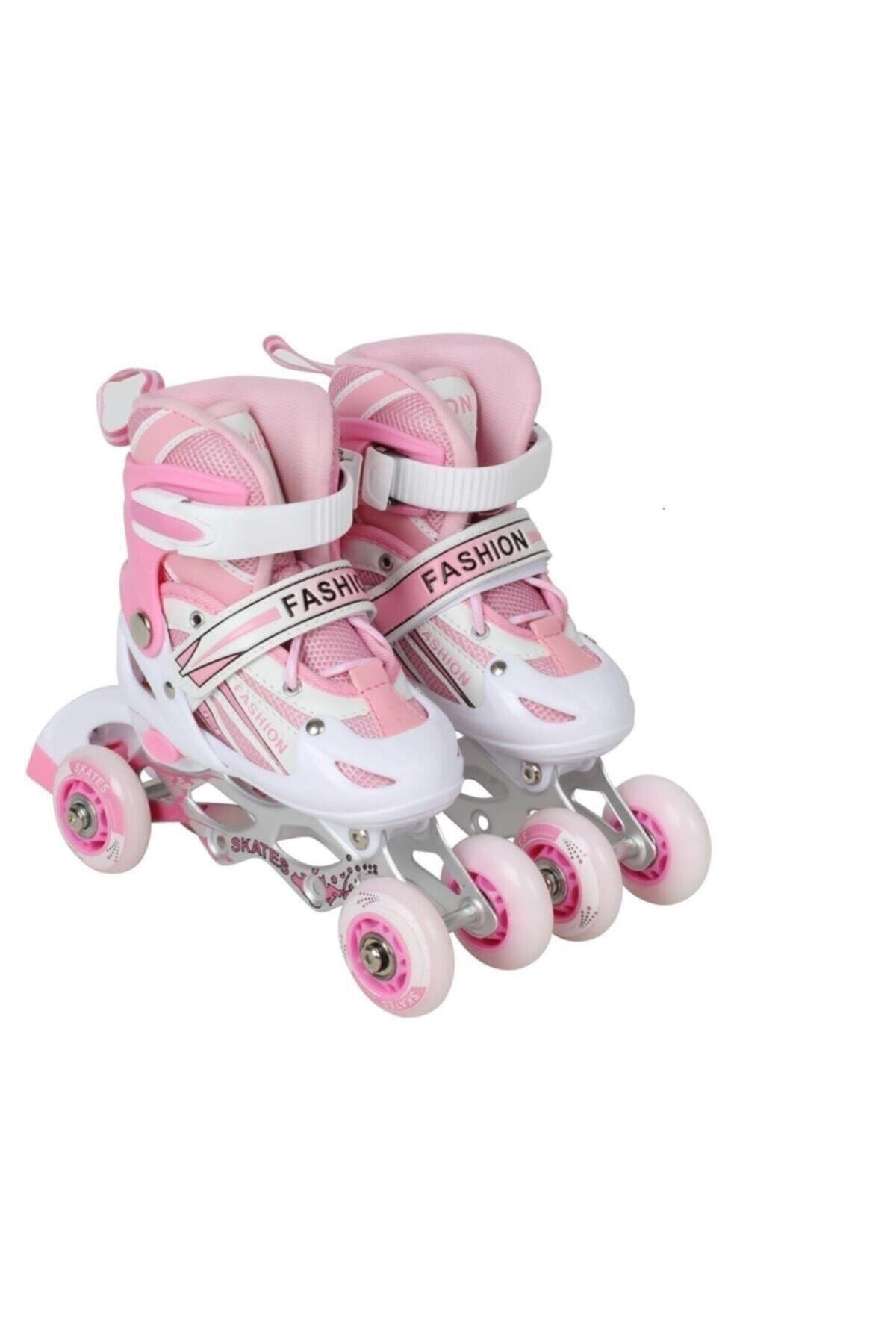 SEAPAZARLAMA Ant-sports Pembe Ayarlabilir Işıklı Metal Alıştırma Pateni 2+2