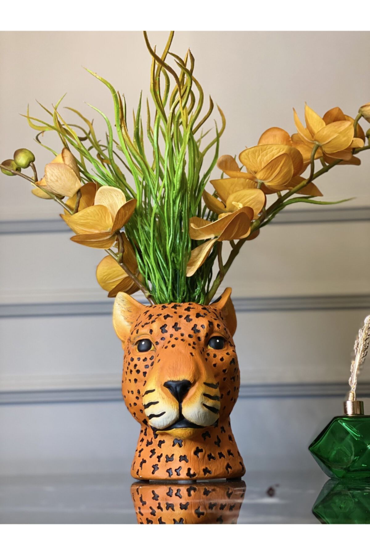 Lucky Art Madame Fleur Leopar Yapay Çiçek Aranjmanlı Vazo
