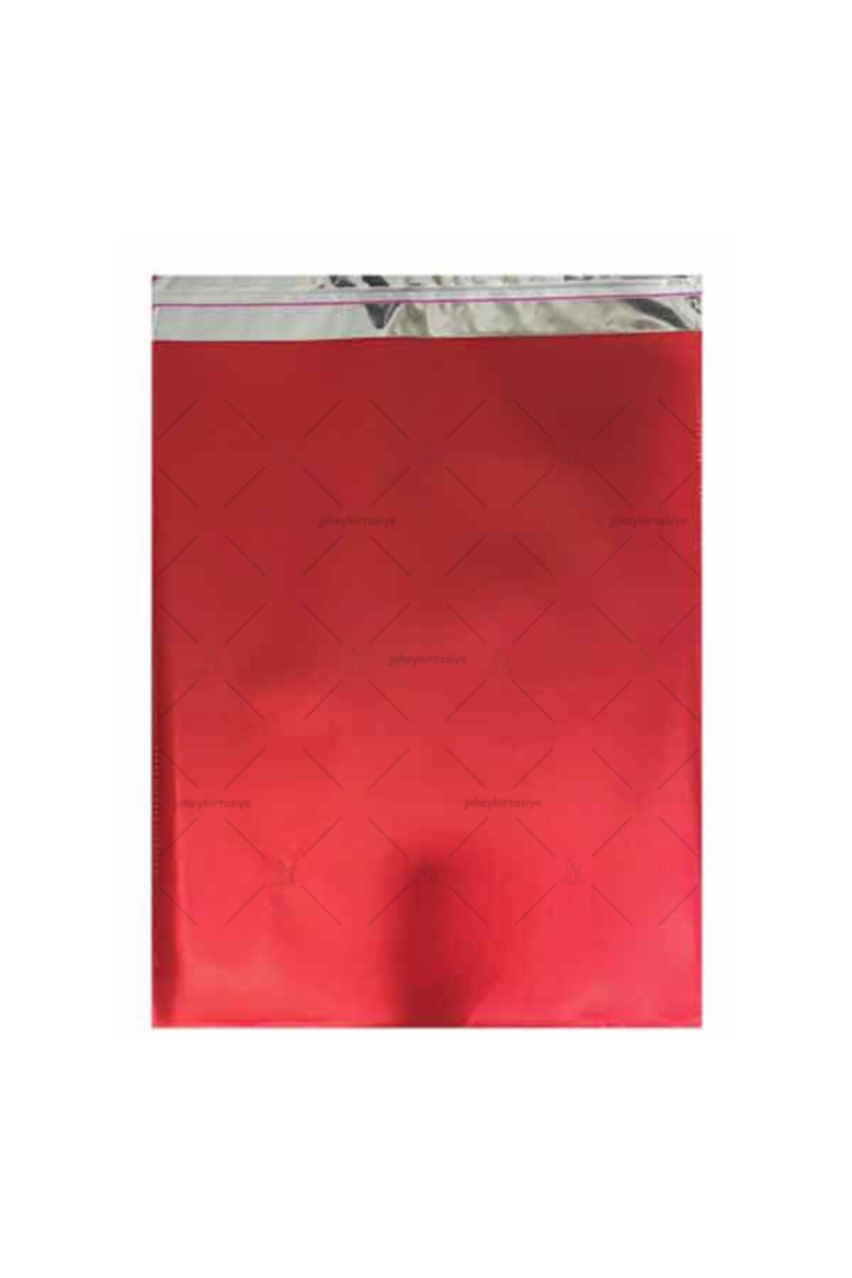 JokeyAmbalaj Kırmızı Mat Metaliz Bantlı Hediye Paketi 20 Adet 11cm x 12cm