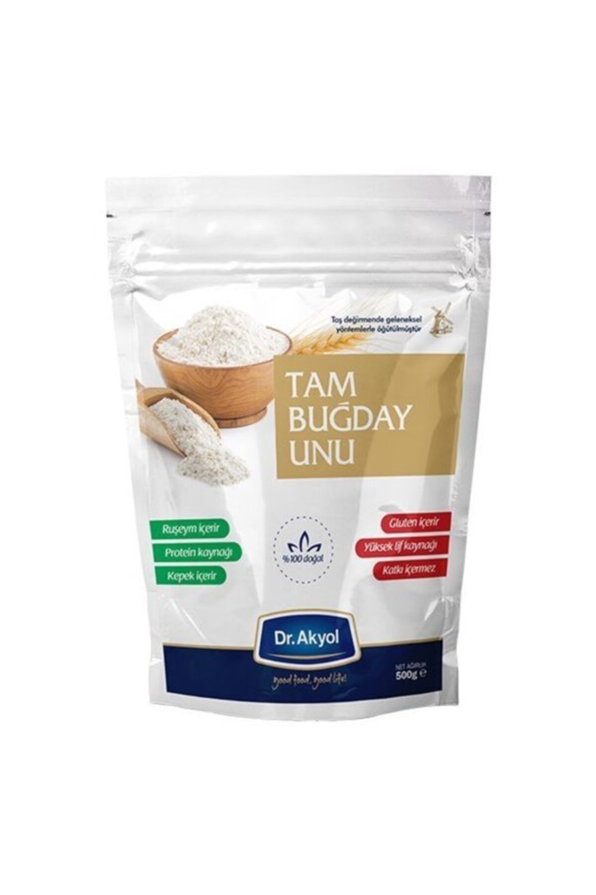 DR.AKYOL Dr Akyol Tam Buğday Unu Ruşeymli Kepekli Yüksek Lif Ve Protein 500 Gr
