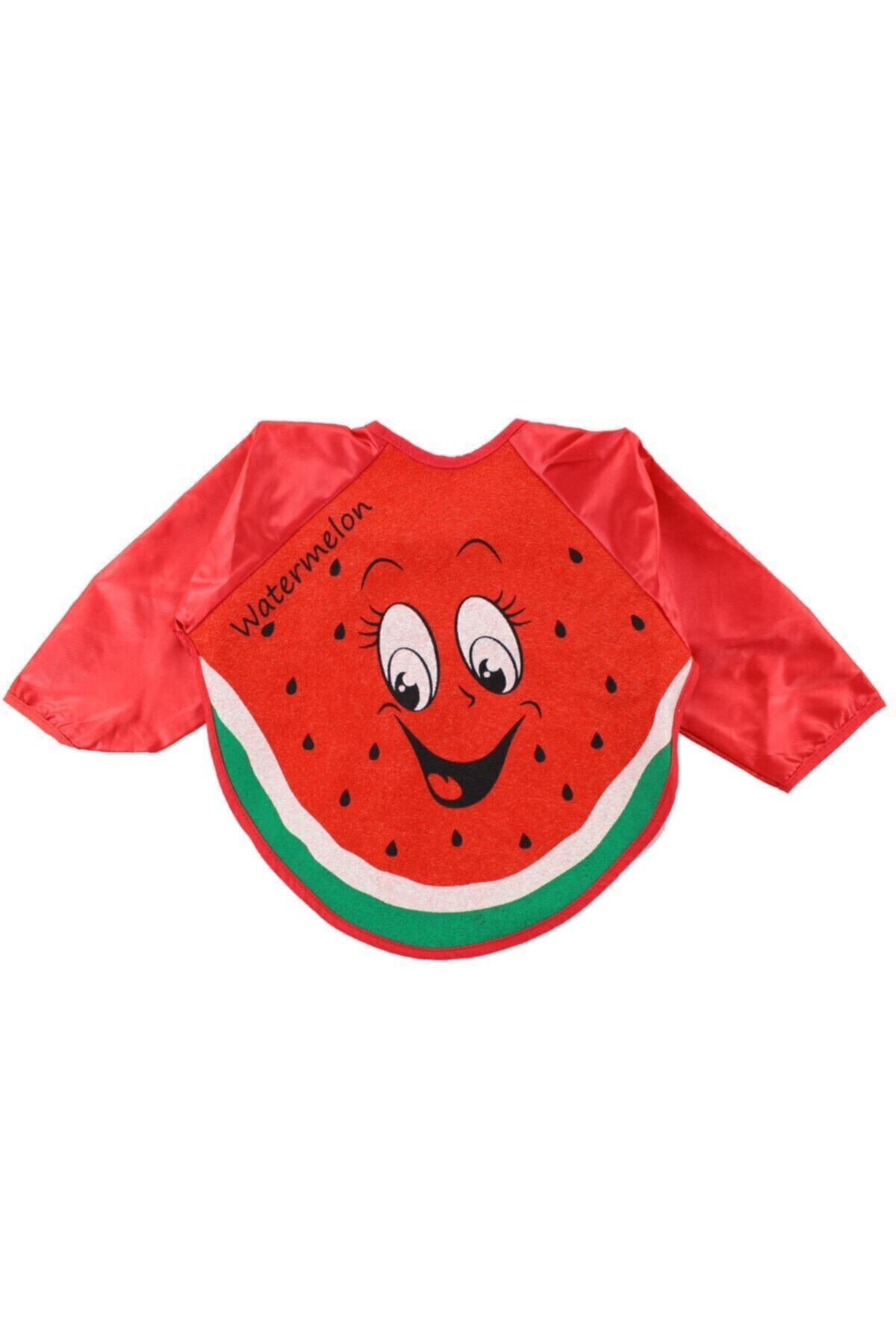 Kids Buude Bebek Kırmızı Karpuz Motif Kollu Mama Önlüğü