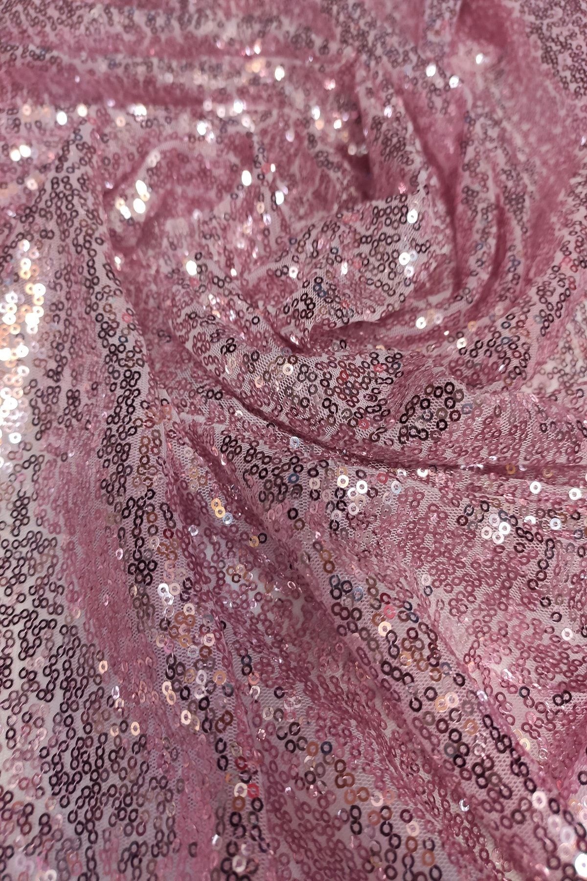 BEREKET PERDE Pink Eninde Payet Pullu Kumaş 140 cm