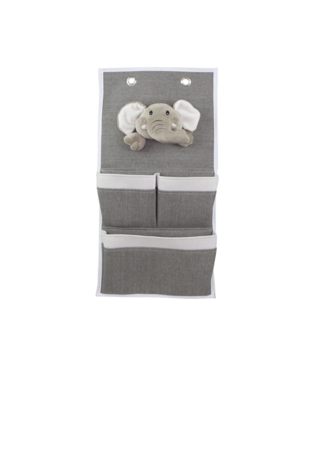 Şeker Portakalım Gri Peluş Oyuncaklı Bebek Odası Kapı Arkası Organizer Çamaşırlık