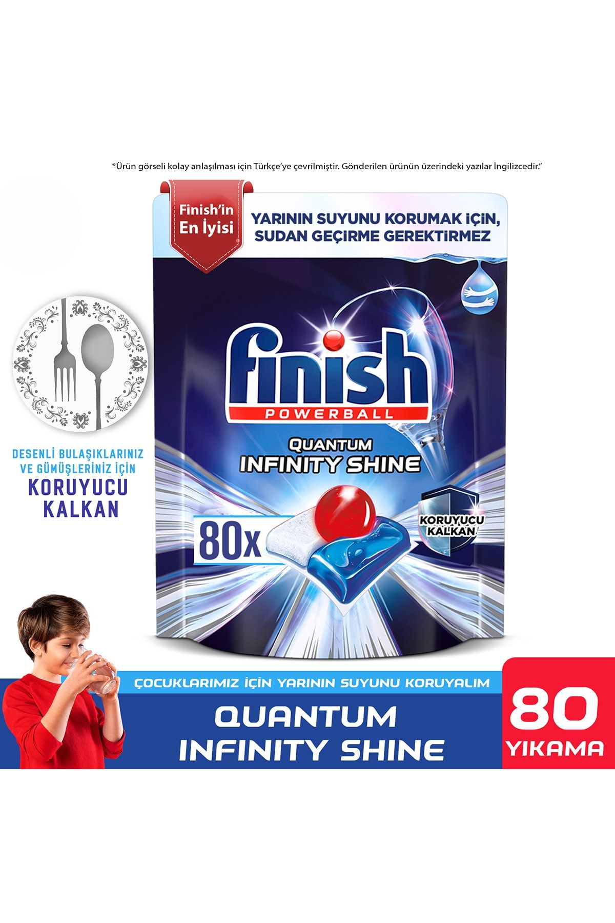 Finish Quantum Infinity Shine 80 Kapsül Bulaşık Makinesi Deterjanı Tableti