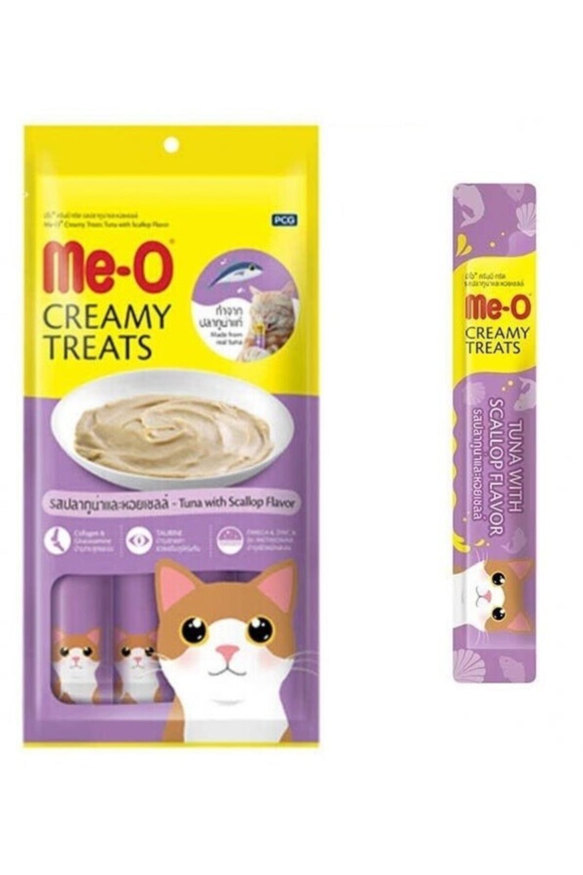 Meo Delite Me-o Creamy Treats Ton Balığı Ve Deniz Tarağı 15 gr X 4 (1ADET) Kedi Ödül Maması
