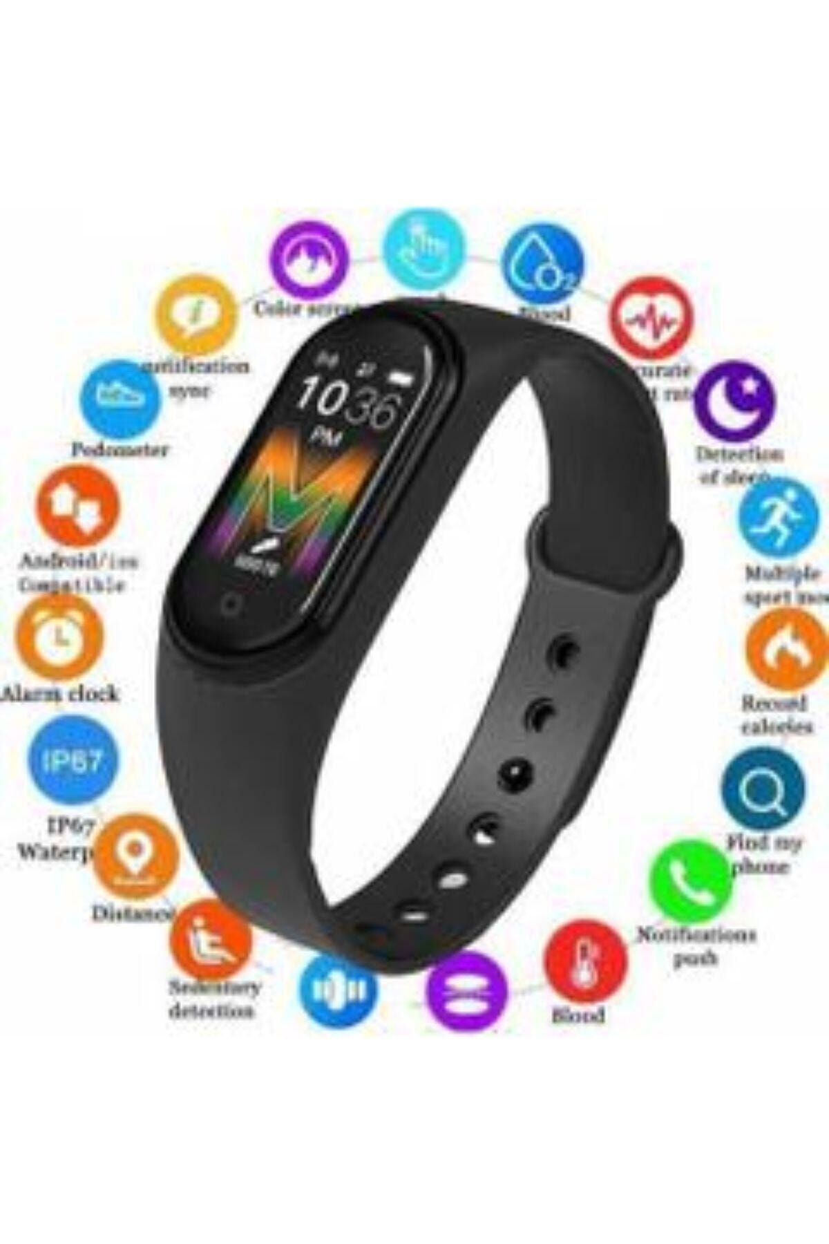 Keyceo Unisex Siyah M5 Akıllı Bileklik Adım Sayar Nabız Ölçer Konuşma Özellikli Spor Model