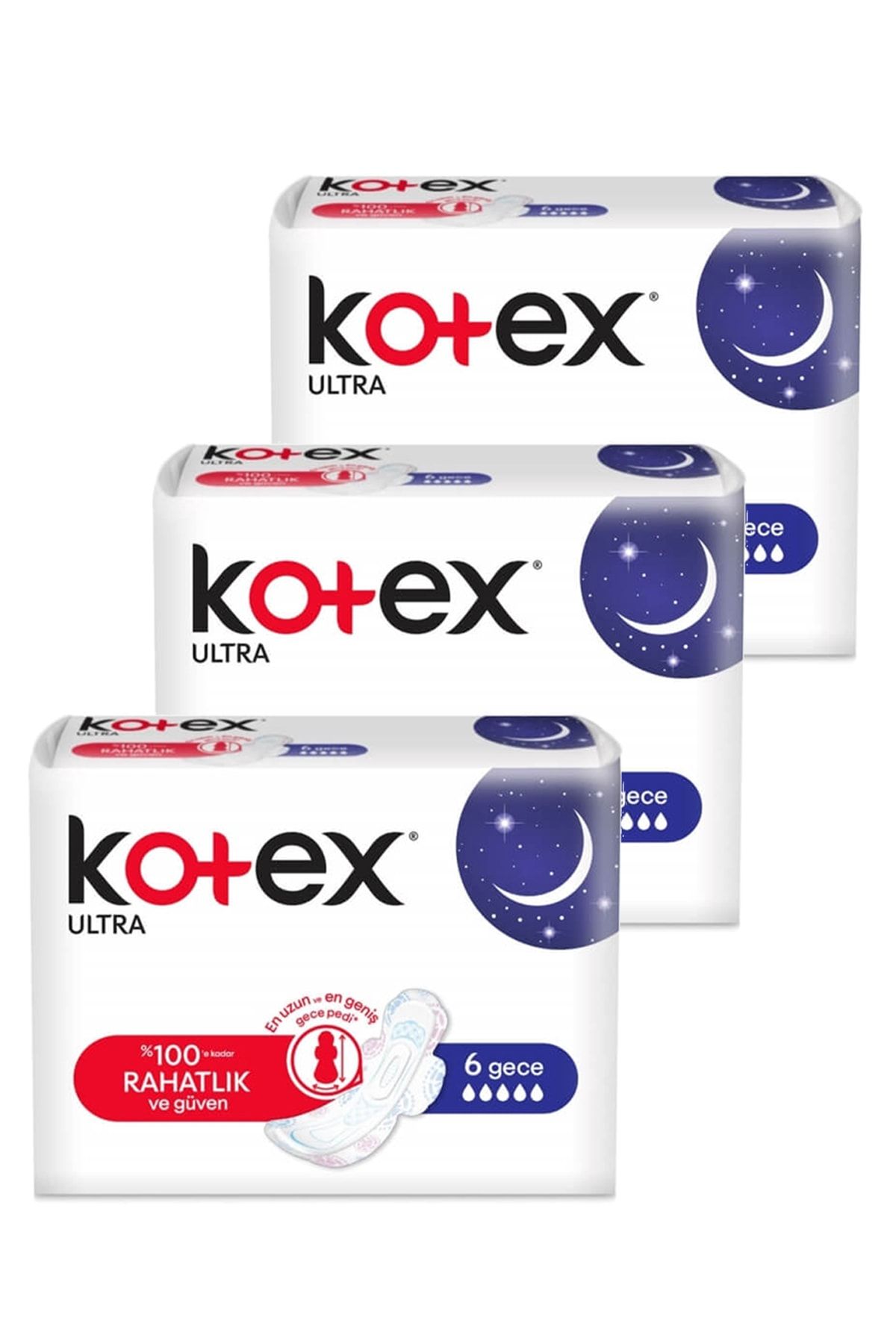 Kotex Ultra Gece Pedi 6'li Üçlü Set