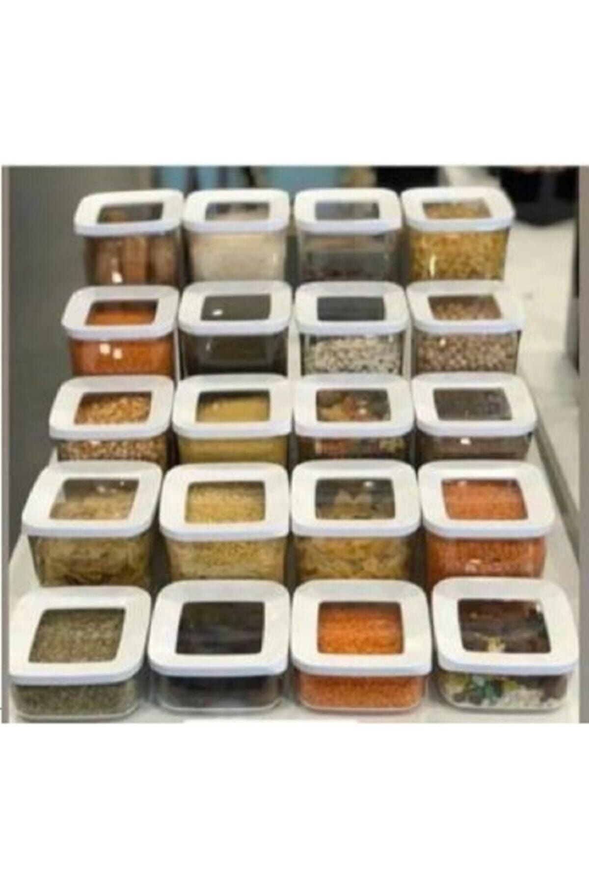 Narkutu Şeffaf Kare 5 Parça Set Toplam 20 Parça Saklama Kabı