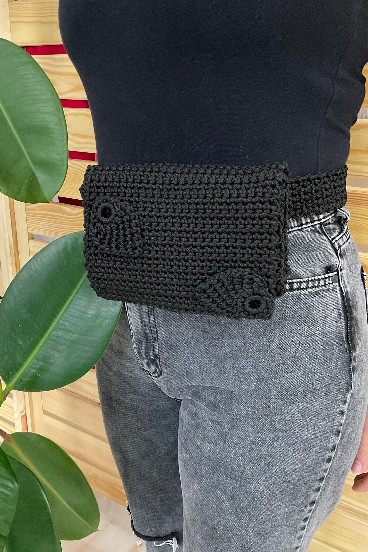 luces Yaprak Desenli Örgü Çanta