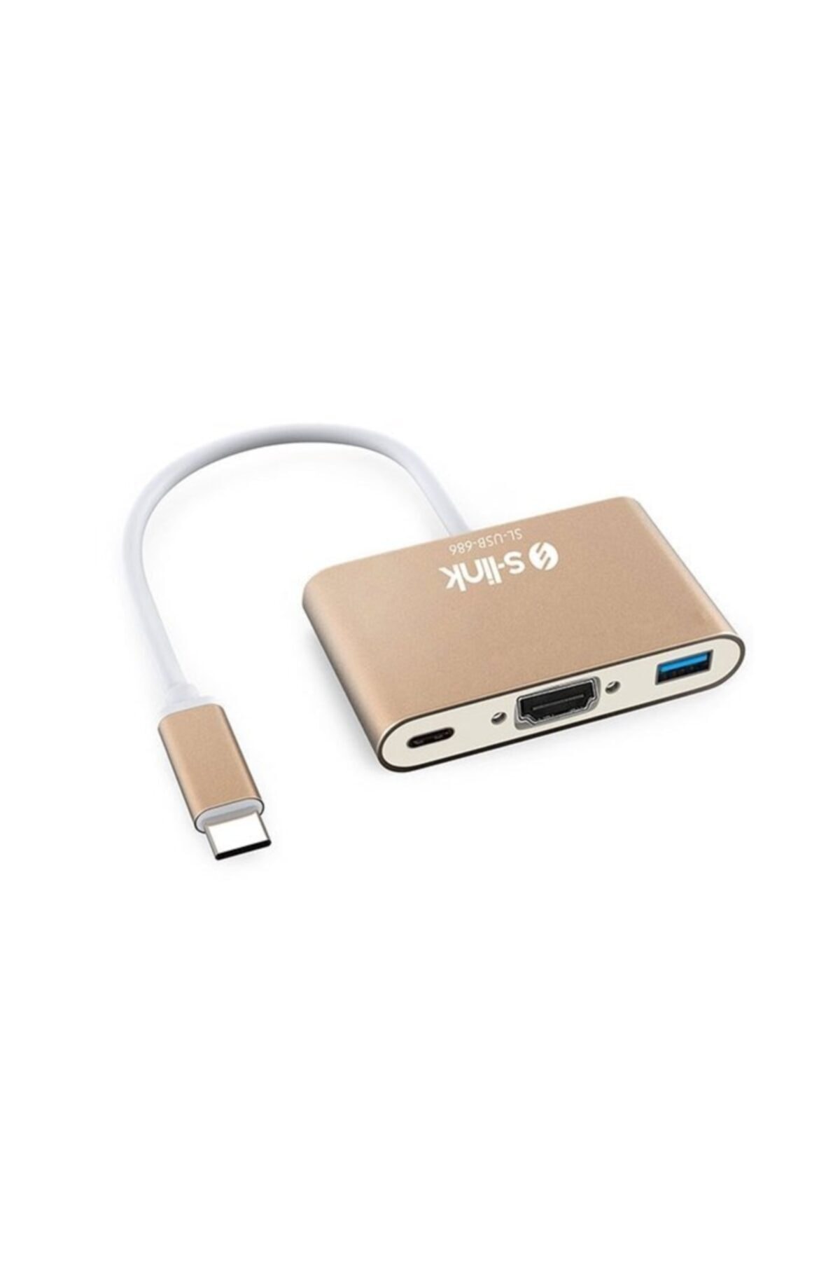 SLINK Sl-usb-c68 0.15metre Type-c - Hdmı_usb 3.0 Çevirici Adaptör Gold 4k
