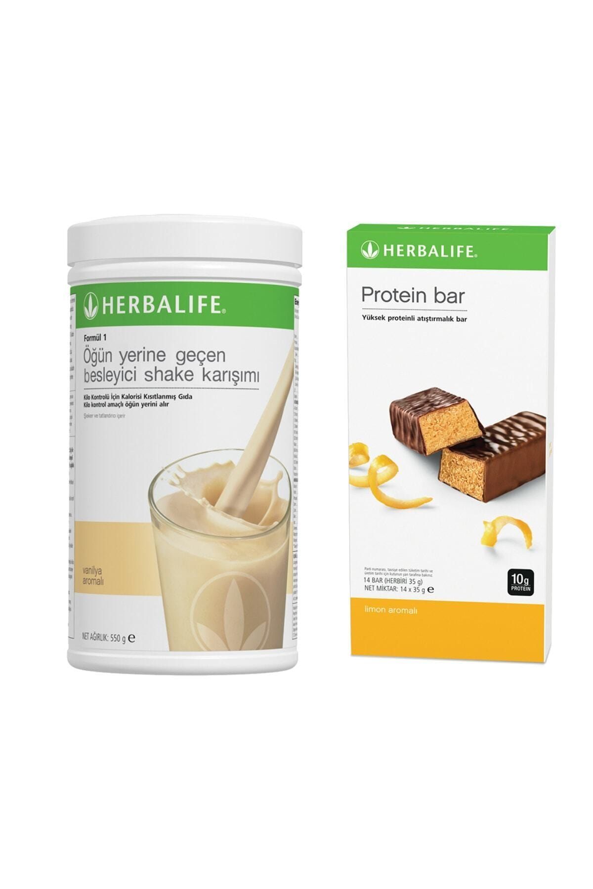 Herbalife Formül 1 Shake Vanilya 550 gr 14 Lü Protein Bar Limon Aromalı
