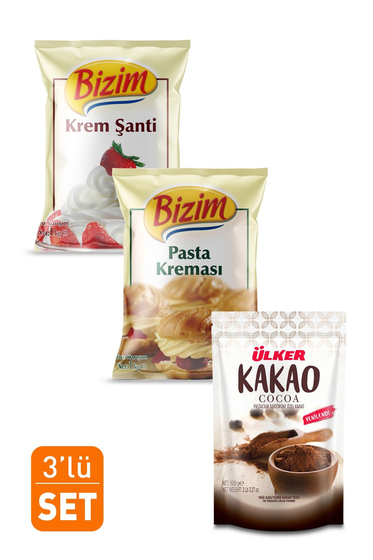 Ülker 3'lü Set Kakao & Pasta Kreması & Krem Şanti Toz