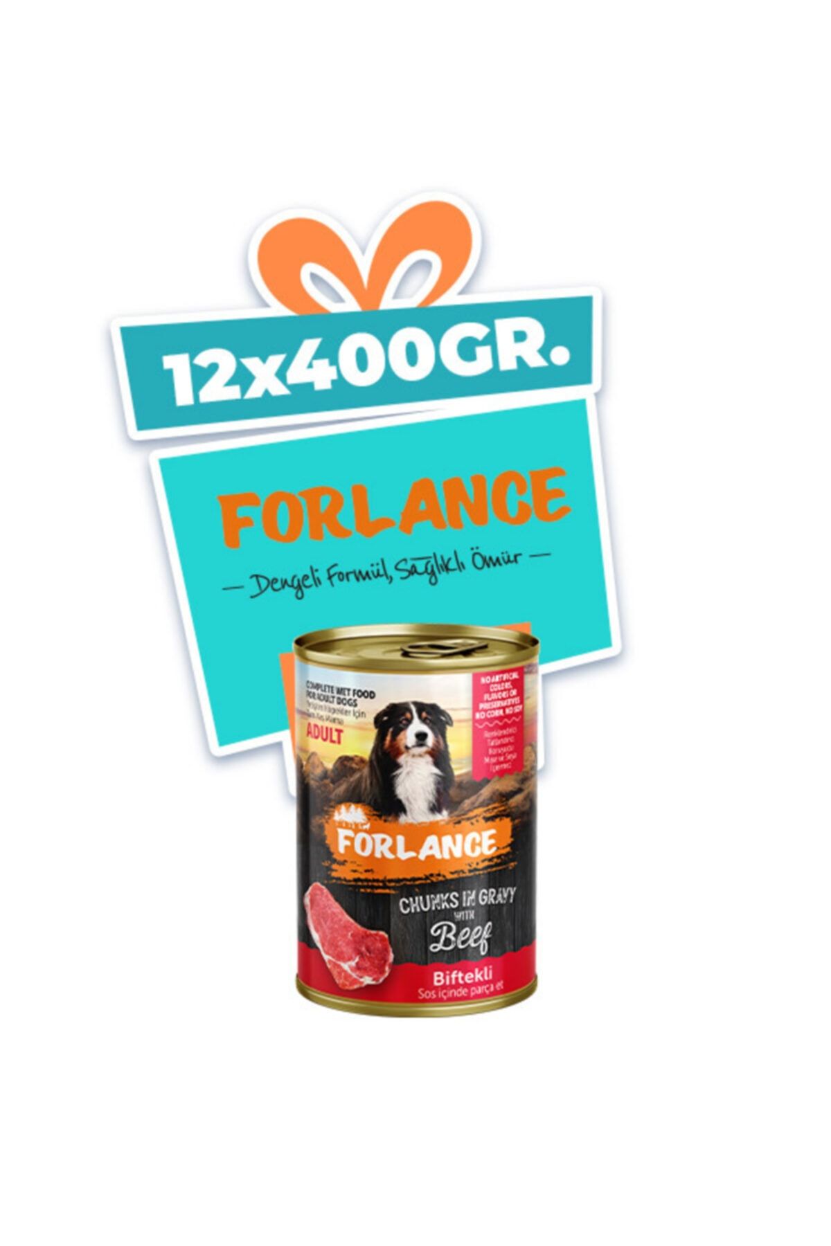 Forlance Yetişkin Köpekler Için Biftekli Tam Yaş Mama 400gr*12 Adet