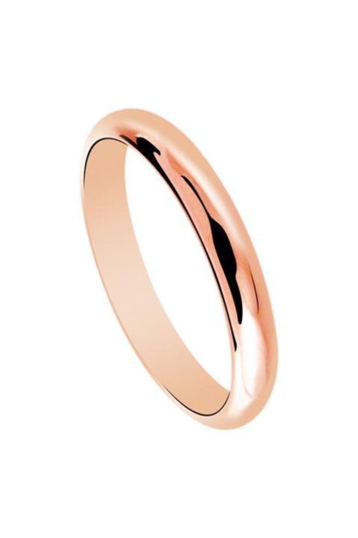 pink diamond Klasik Içi Dolu Bombeli 14 Ayar 3 Mm Roz Altın Alyans