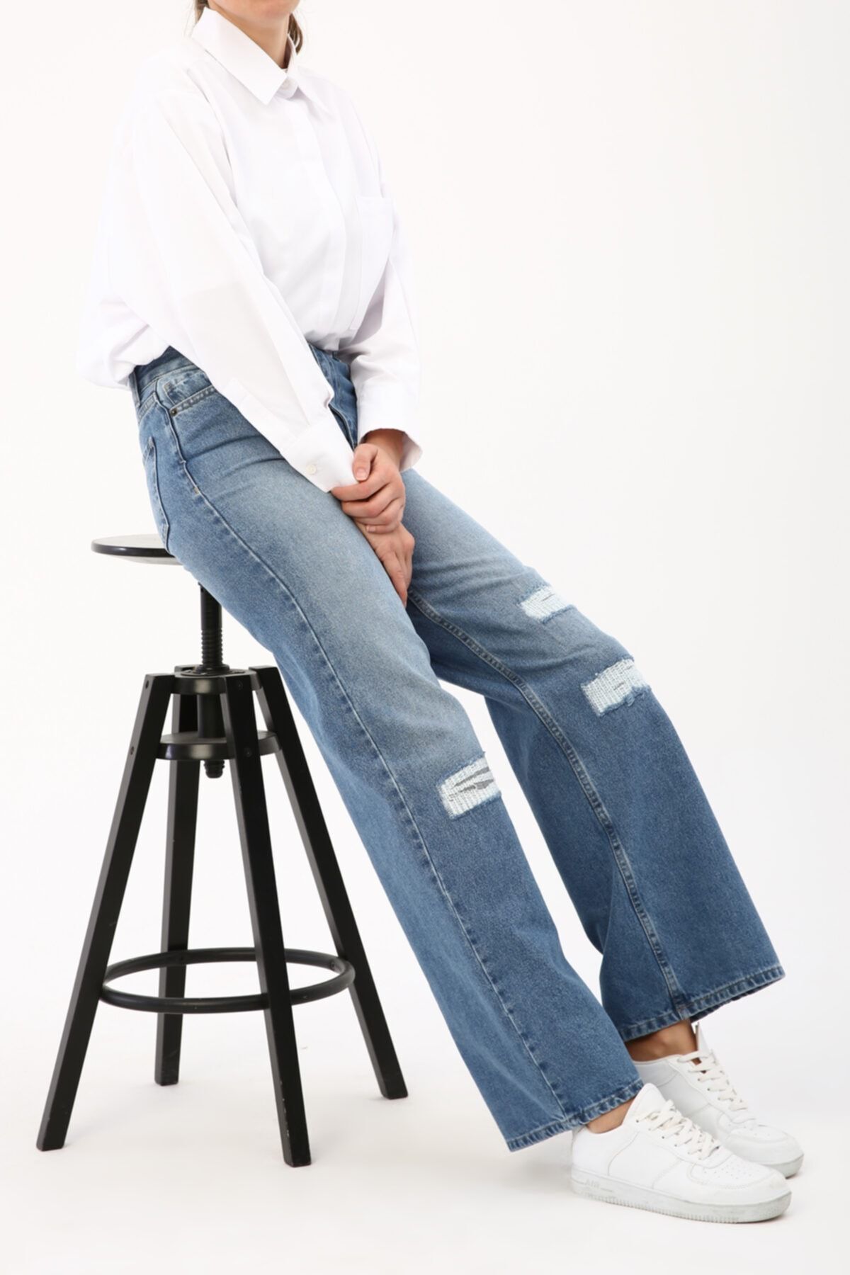 ALLDAY Mavi01 Düz Kesim Lazerli Denim Pantolon