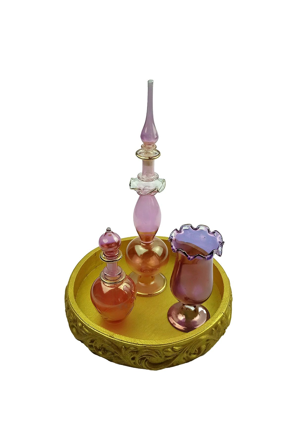 Laldeko Üfleme Cam Pembe Set