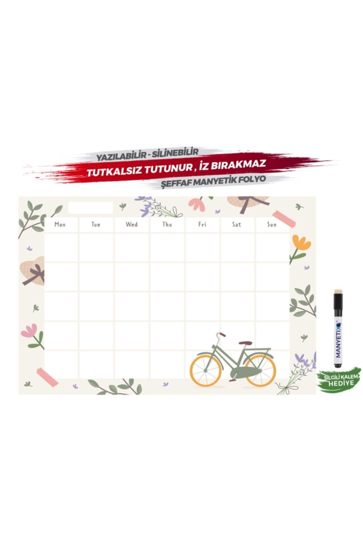 Manyetix Bisiklet Temalı Şeffaf Haftalık Planlayıcı Kağıt Yazı Tahtası -12 60x90cm