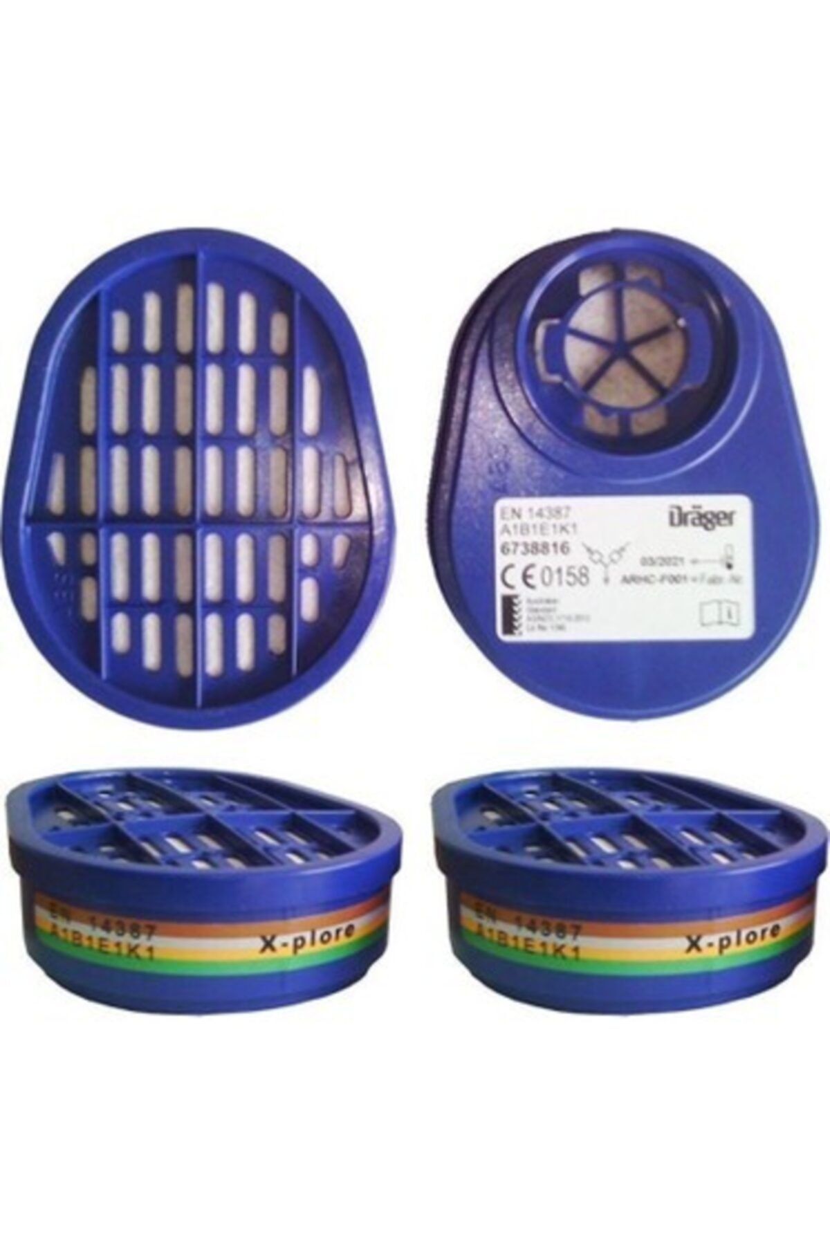 Dräger (3300) Için Yedek Filtre. Organik, Inorganik Asit Amonyak Gaz Filtresi Abek1 (3300)