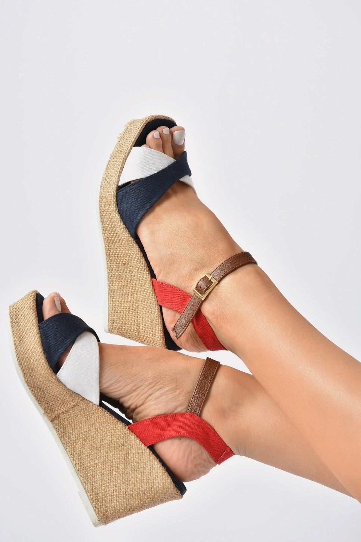 Toms canvas strappy wedge heel outlet