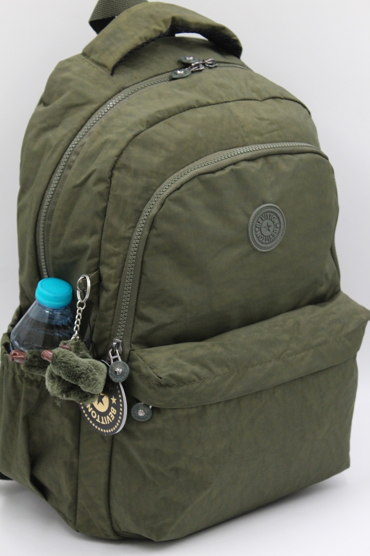 کیف مدرسه پارچه ای ضد آب 2200 خاکی کوله پشتی مدرسه یونیسکس