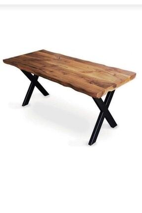 Ahşap Yemek Masası Toplantı Masası Masif Kütük Masa Mutfak Salon Bahçe Masası 160x80 Image 0