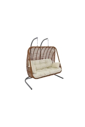 Monalin Mobilya Kudüs Rattan El Örgüsü Çift Kişilik Balkon Teras Bahçe Salıncağı Image 0