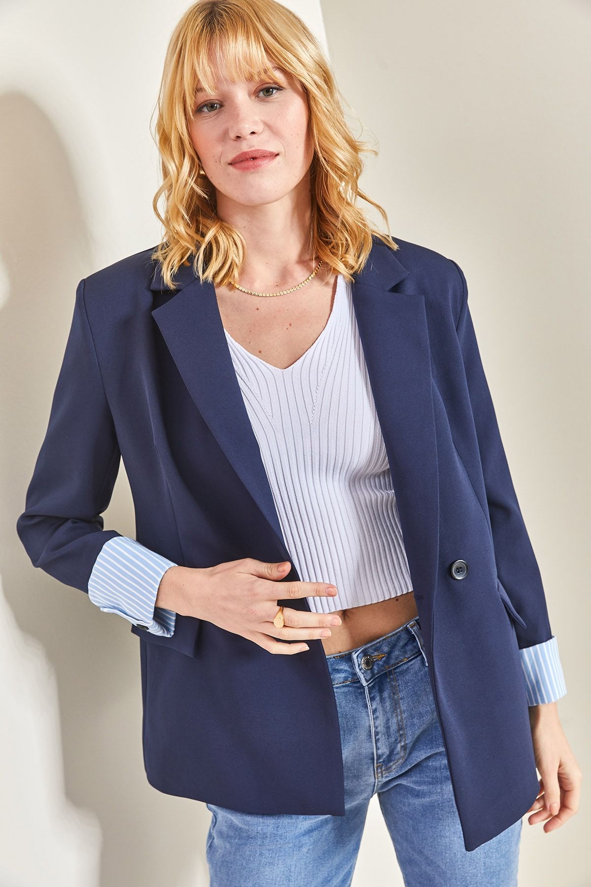 Navy blue blazer for womens forever 21 hotsell