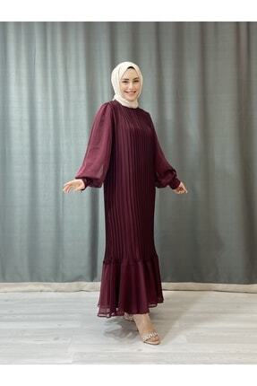 Kadın Tesettür Piliseli Janjan Şifon Elbise Image 0