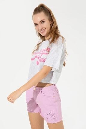 Kadın Lacivert Bisiklet Yaka T-shirt Image 0