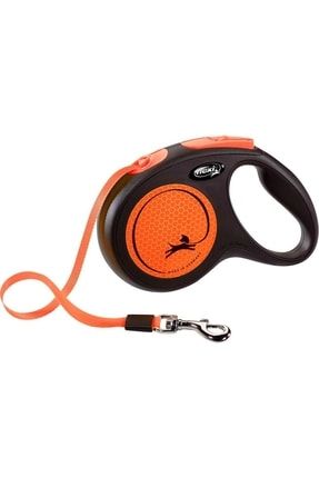 Neon Şerit Medium Turuncu 5 Metre M Otomatik Köpek Tasması Image 0