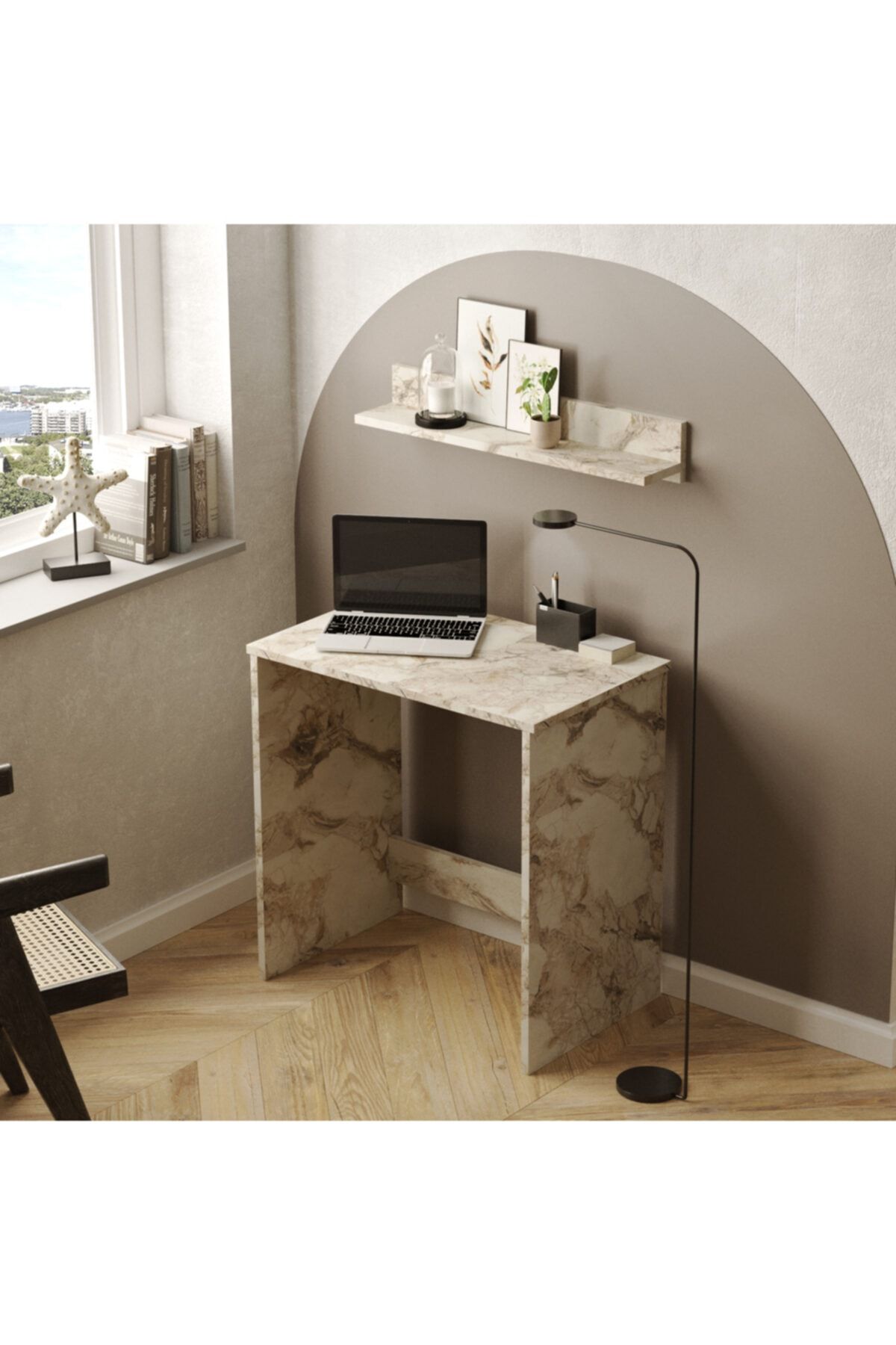 Yurudesign Leo Mermer Desenli Bilgisayar Masası Çalışma Masası LE1-EF