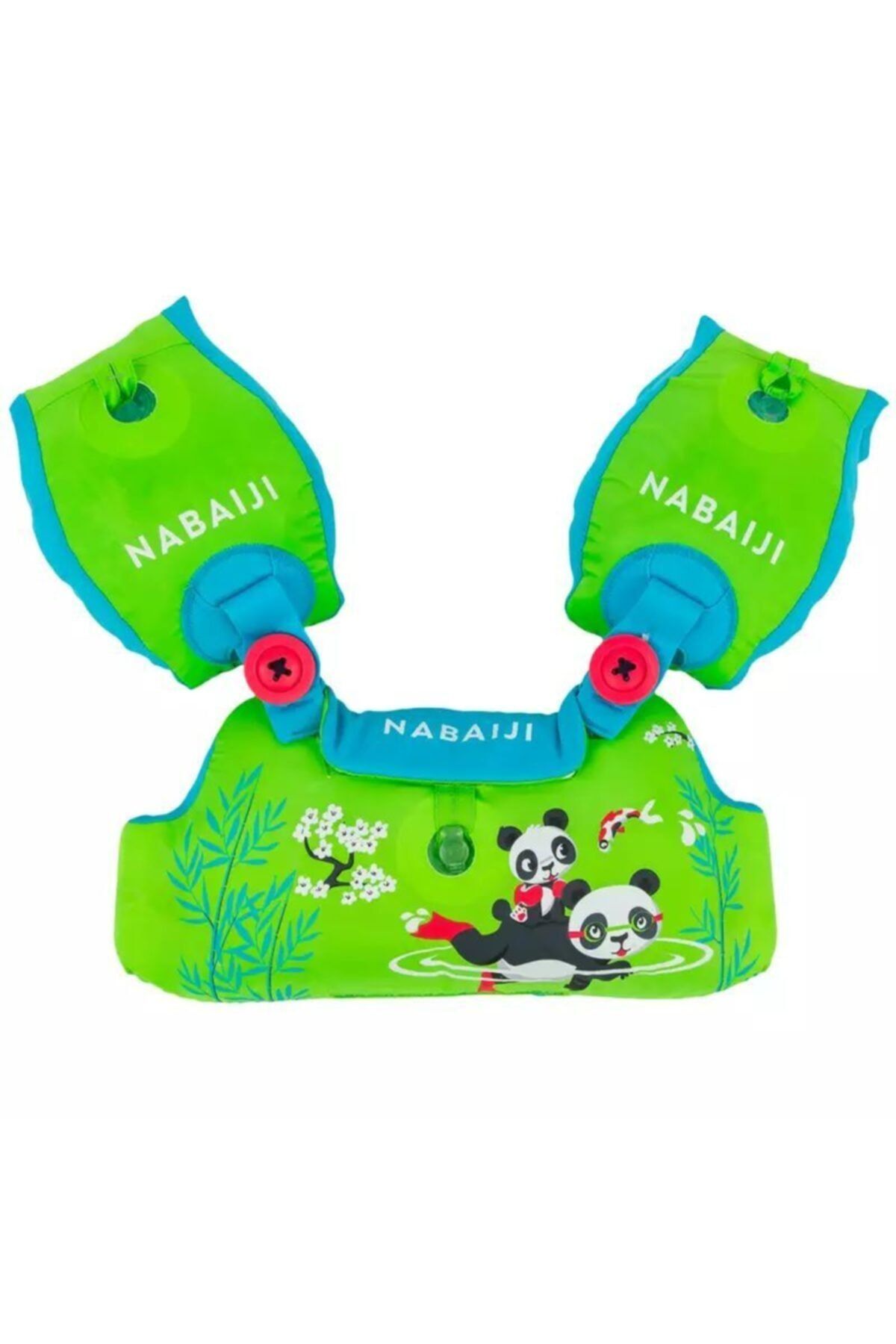 nabaij Panda Baskılı Çocuk Şişme Kolluk Meridyendukkan Yelek Can Yeleği 15/30kg Yeşil