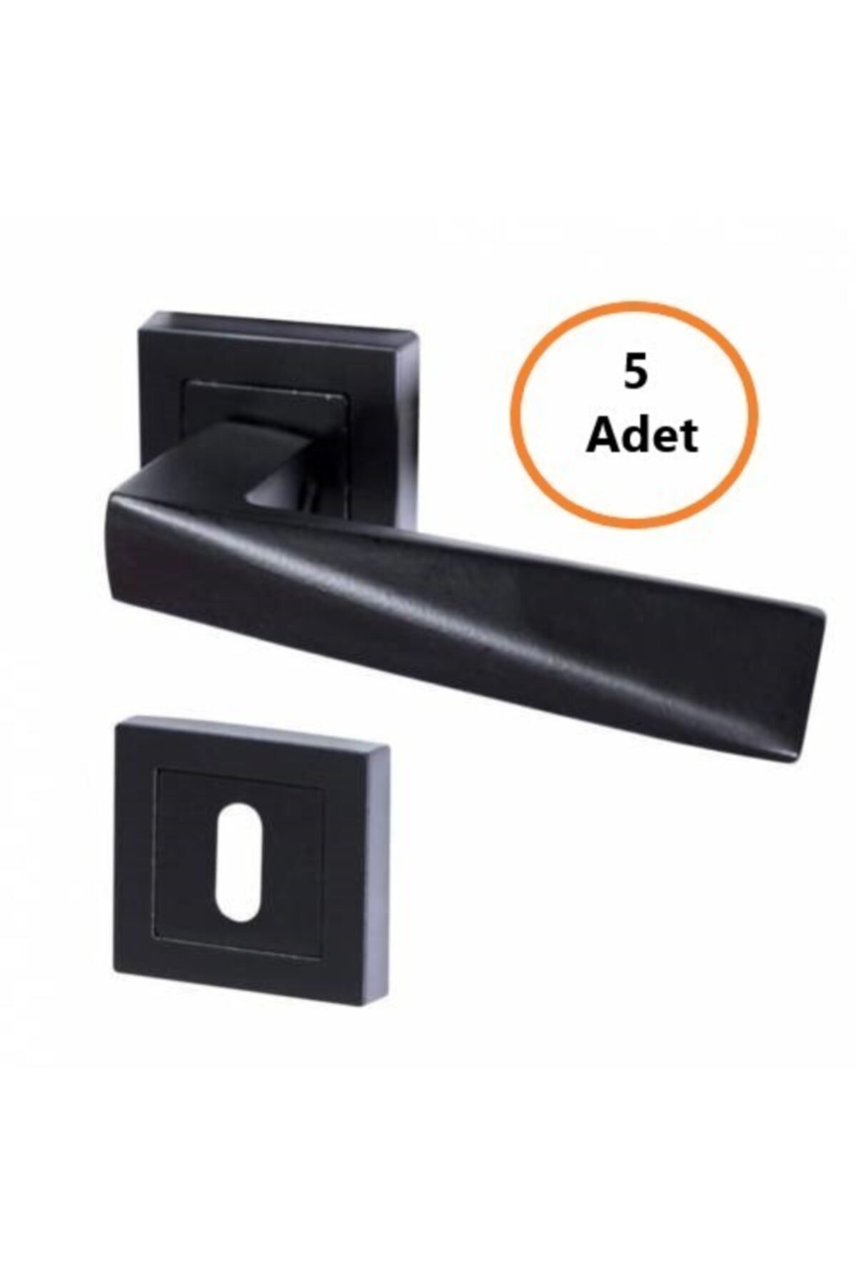 Nobel 5 Adet Penta Mat Siyah Kare Rozetli Oda Kapı Kolu-5 Takım