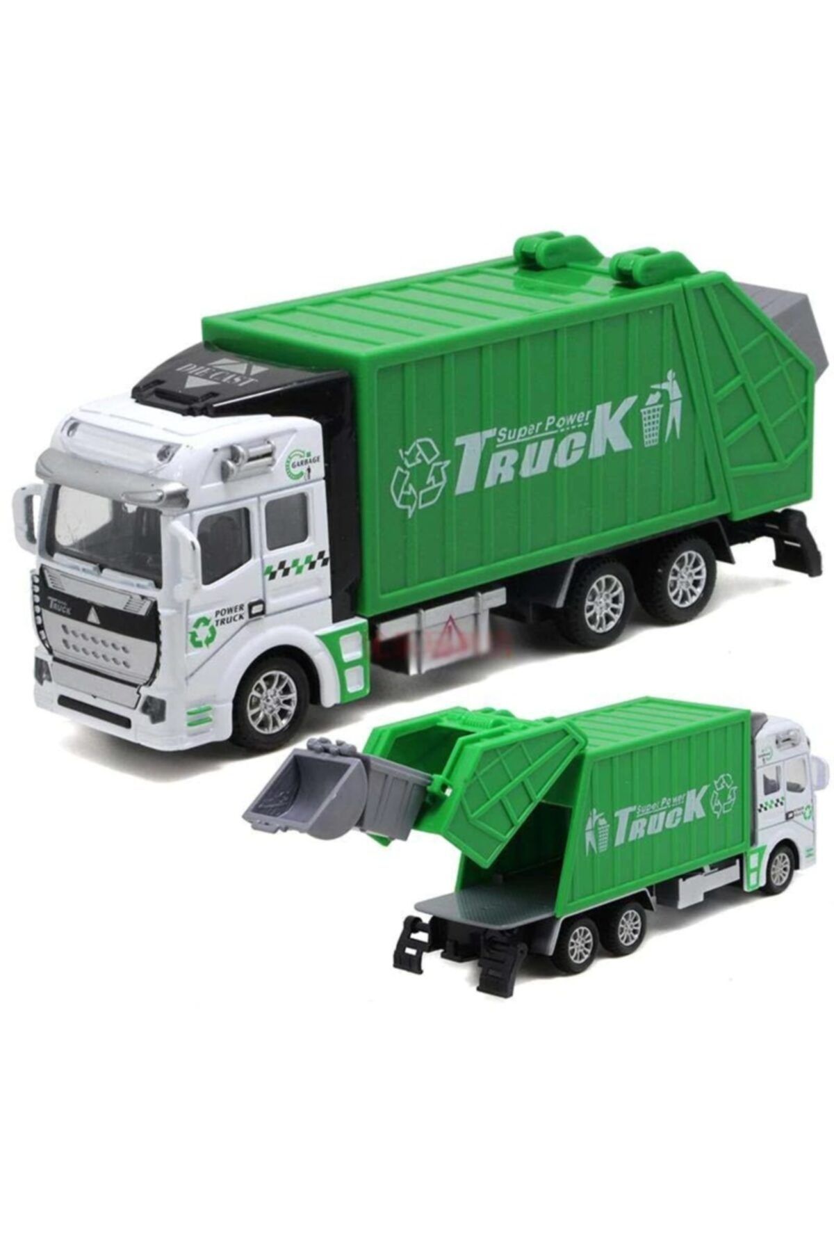 Cimcime Yeşil Sürtmeli Metal Truck Serisi Diecast Oyuncak Kamyon Geri Dönüşüm Aracı Fo2211