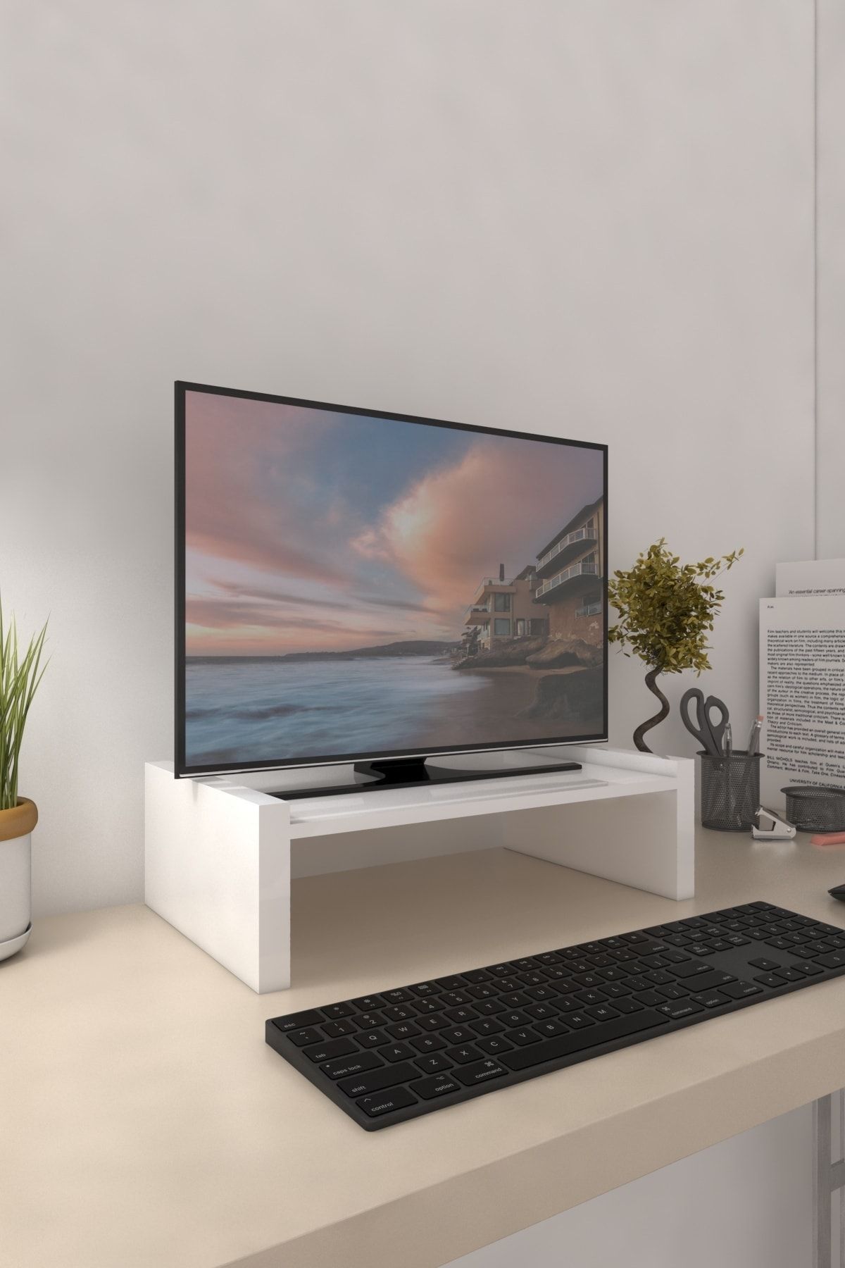 Boareal Parlak Beyaz Silver Monitör Yükseltici