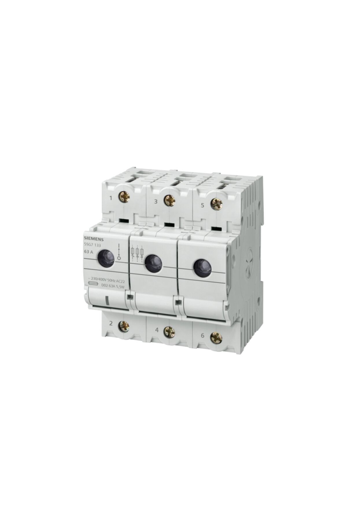 Siemens Minize, Sigortalı Yük Ayırıcı, D02, 3 Kutuplu, In: 63 A, Un Ac: 400 V