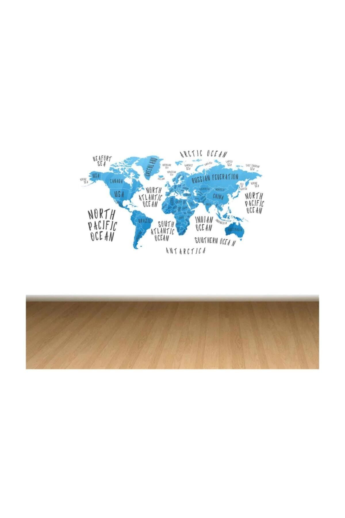 KT Decor Dünya Haritası Ülkeler Ve Kıtalar Öğretici Duvar Sticker