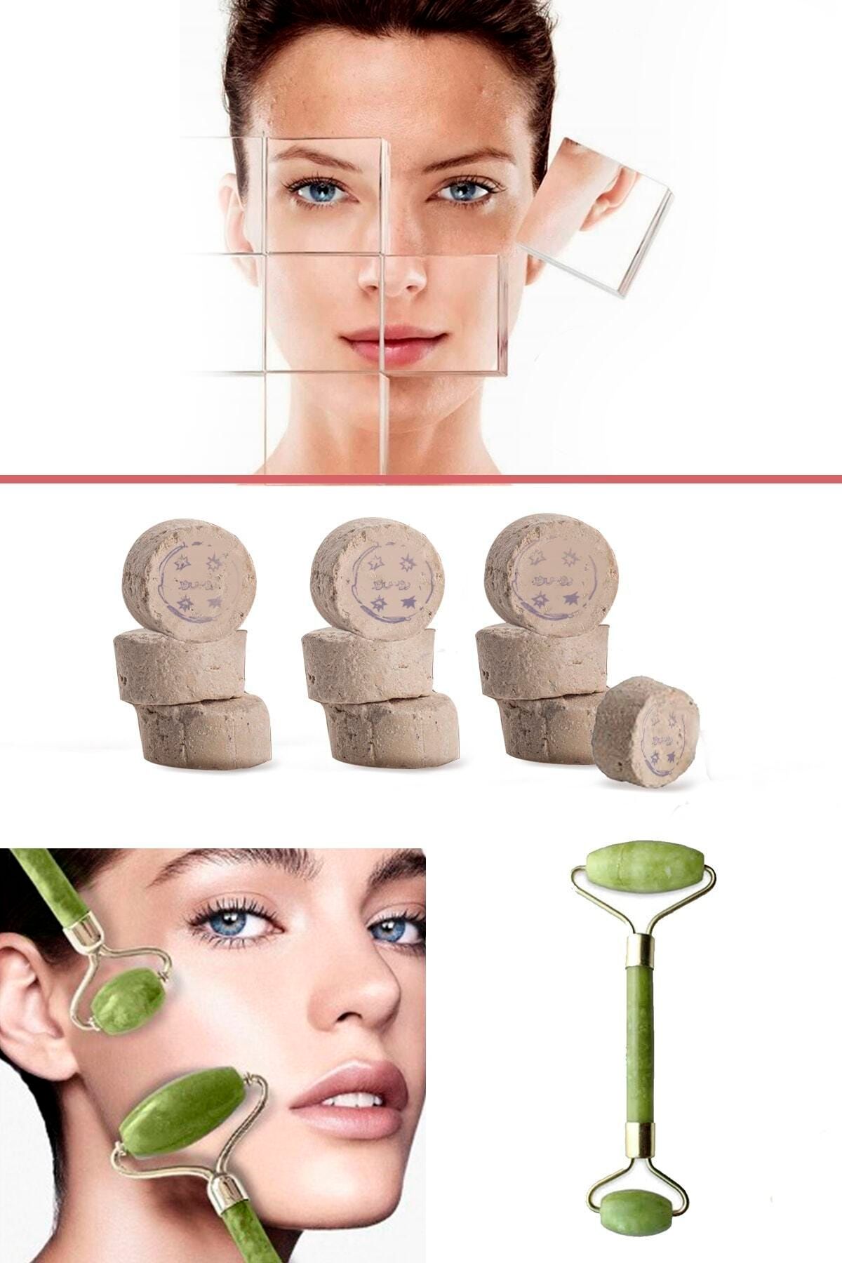 Ruşur Sefidab Jade Roller Yeşim Taşı + Mühürlü Ruşur Taşı 10 Adet