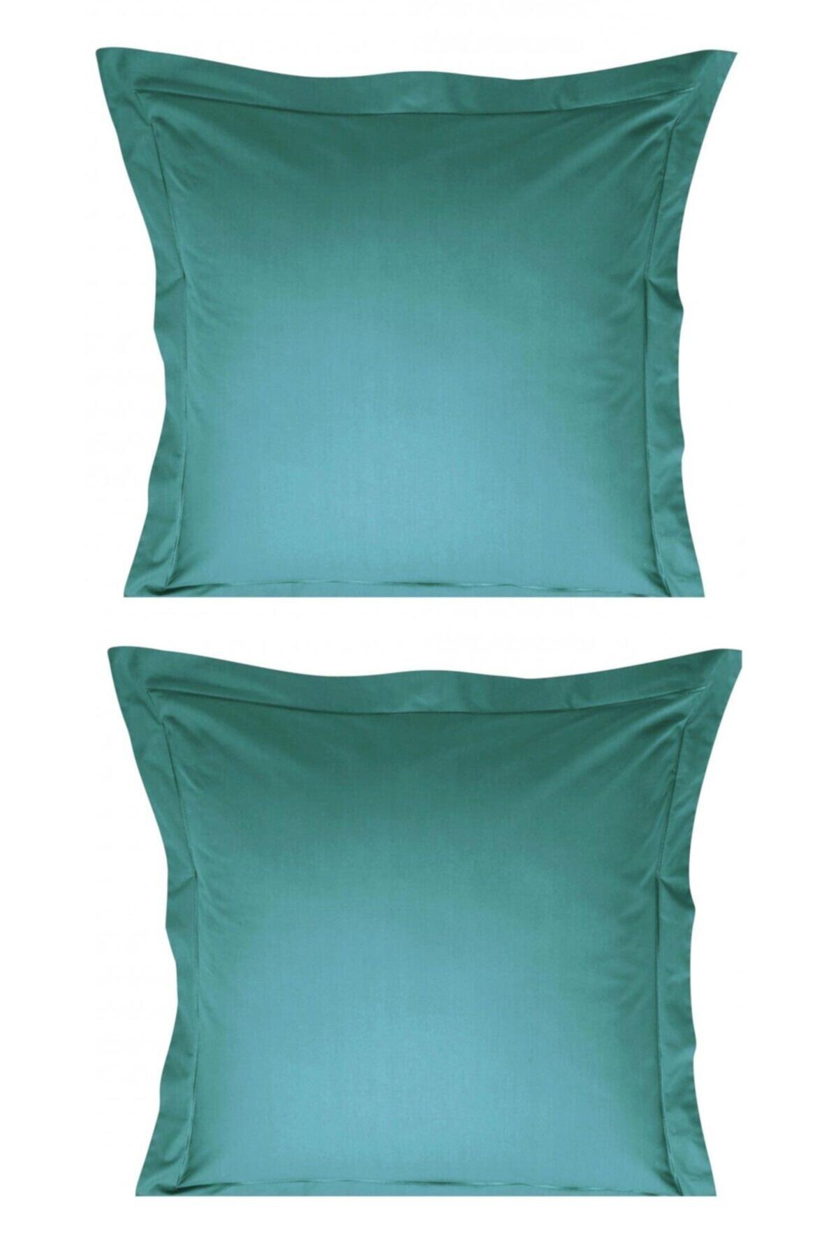 makiteks %100 Pamuklu Yeşil 2 Adet 63x63 Kare Yastık Kılıfı Yer Minderi